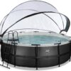 Bazén s krytem pískovou filtrací a tepelným čerpadlem Black Leather pool Exit Toys kruhový ocelová konstrukce 427*122 cm černý od 6 let - Image 2