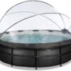 Bazén s krytem pískovou filtrací a tepelným čerpadlem Black Leather pool Exit Toys kruhový ocelová konstrukce 488*122 cm černý od 6 let - Image 2