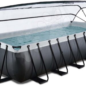 Bazén s krytem pískovou filtrací a tepelným čerpadlem Black Leather pool Exit Toys ocelová konstrukce 540*250*122 cm černý od 6 let