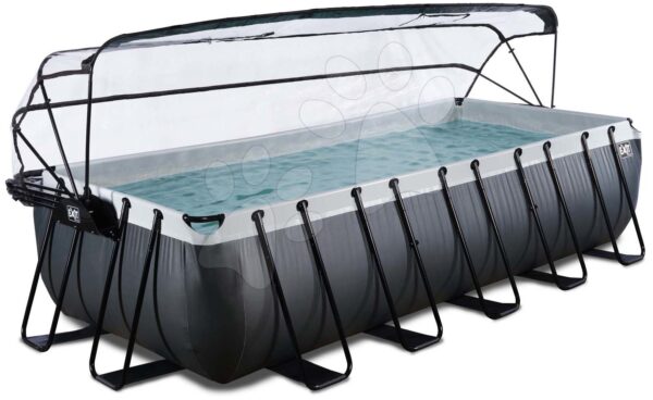 Bazén s krytem pískovou filtrací a tepelným čerpadlem Black Leather pool Exit Toys ocelová konstrukce 540*250*122 cm černý od 6 let