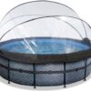 Bazén s krytem pískovou filtrací a tepelným čerpadlem Stone pool Exit Toys kruhový ocelová konstrukce 427*122 cm šedý od 6 let - Image 2