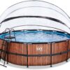 Bazén s krytem pískovou filtrací a tepelným čerpadlem Wood pool Exit Toys kruhový ocelová konstrukce 450*122 cm hnědý od 6 let - Image 2