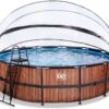 Bazén s krytem pískovou filtrací a tepelným čerpadlem Wood pool Exit Toys kruhový ocelová konstrukce 488*122 cm hnědý od 6 let - Image 2