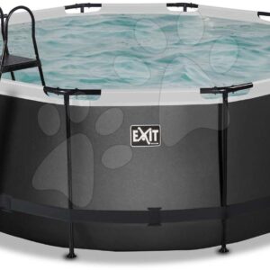 Bazén s pískovou filtrací Black Leather pool Exit Toys kruhový ocelová konstrukce 360*122 cm černý od 6 let
