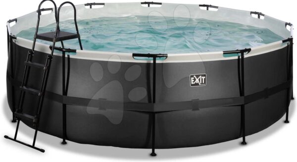 Bazén s pískovou filtrací Black Leather pool Exit Toys kruhový ocelová konstrukce 427*122 cm černý od 6 let