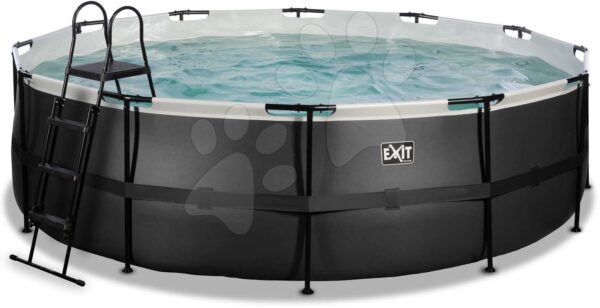 Bazén s pískovou filtrací Black Leather pool Exit Toys kruhový ocelová konstrukce 488*122 cm černý od 6 let
