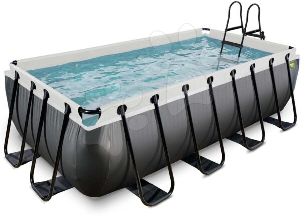 Bazén s pískovou filtrací Black Leather pool Exit Toys ocelová konstrukce 400*200*100 cm černý od 6 let