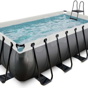Bazén s pískovou filtrací Black Leather pool Exit Toys ocelová konstrukce 400*200*122 cm černý od 6 let
