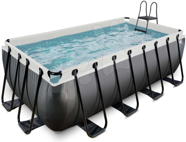 Bazén s pískovou filtrací Black Leather pool Exit Toys ocelová konstrukce 400*200*122 cm černý od 6 let