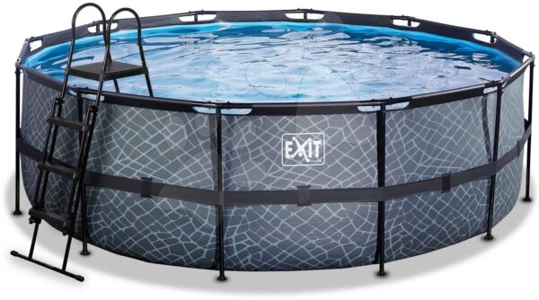 Bazén s pískovou filtrací Stone pool Exit Toys kruhový ocelová konstrukce 427*122 cm šedý od 6 let