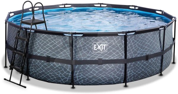 Bazén s pískovou filtrací Stone pool Exit Toys kruhový ocelová konstrukce 450*122 cm šedý od 6 let