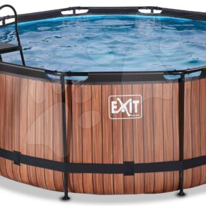 Bazén s pískovou filtrací Wood pool Exit Toys kruhový ocelová konstrukce 360*122 cm hnědý od 6 let