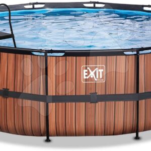 Bazén s pískovou filtrací Wood pool Exit Toys kruhový ocelová konstrukce 488*122 cm hnědý od 6 let