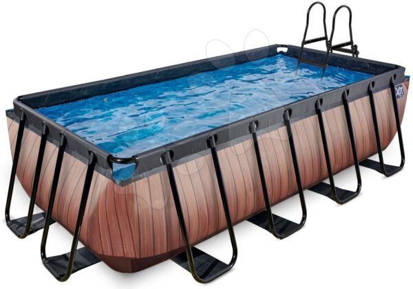 Bazén s pískovou filtrací Wood pool Exit Toys ocelová konstrukce 400*200*100 cm hnědý od 6 let