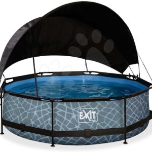 Bazén se stříškou a filtrací Stone pool Exit Toys kruhový ocelová konstrukce 300*76 cm šedý od 6 let