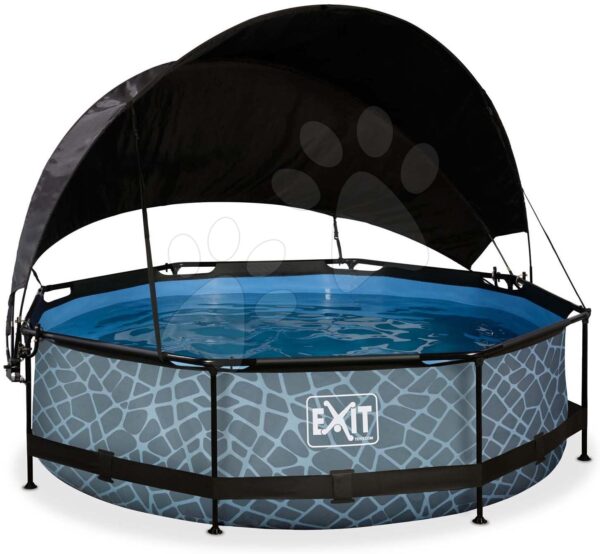Bazén se stříškou a filtrací Stone pool Exit Toys kruhový ocelová konstrukce 300*76 cm šedý od 6 let