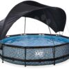 Bazén se stříškou a filtrací Stone pool Exit Toys kruhový ocelová konstrukce 360*76 cm šedý od 6 let - Image 2