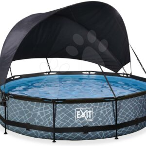Bazén se stříškou a filtrací Stone pool Exit Toys kruhový ocelová konstrukce 360*76 cm šedý od 6 let
