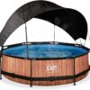 Bazén se stříškou a filtrací Wood pool Exit Toys kruhový ocelová konstrukce 300*76 cm hnědý od 6 let - Image 2