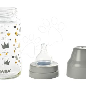Beaba kojenecká skleněná láhev Crown 240 ml se širokým hrdlem 911653 šedá