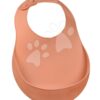 Bryndák pro děti Silicone Bib Beaba Terracotta z měkkého silikonu a knoflíky oranžový od 4 měsíců - Image 2