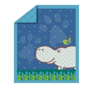 Dětská přikrývka Sateen Hippo toT's-smarTrike Hroch 100% bavlna saténový vzhled modrá od 0 měsíců