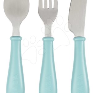 Dětský příbor Airy Green Beaba 3dílný lžička vidlička a nůž zelený 15 cm od 12 měsíců