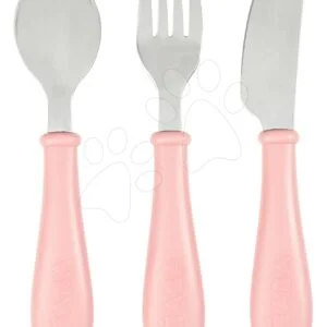 Dětský příbor Old Pink Beaba 3dílný lžička vidlička a nůž růžový 15 cm od 12 měsíců