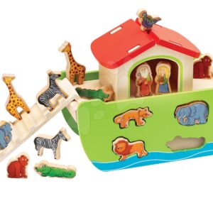 Dřevěná Noemova archa se zvířátky Stacking Toy Ark Eichhorn rozebíratelná s 16 figurkami od 12 měsíců