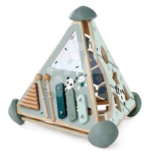 Dřevěná didaktická pyramida Game Center Pyramide Eichhorn s vkládacími kostkami a xylofonem od 12 měsíců