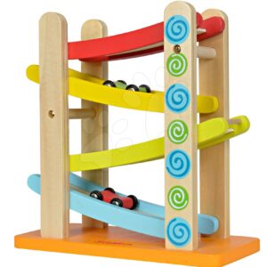 Dřevěná kuličková autodráha Color Motor-Racing Circuit Eichhorn s 3 autíčky od 12 měsíců