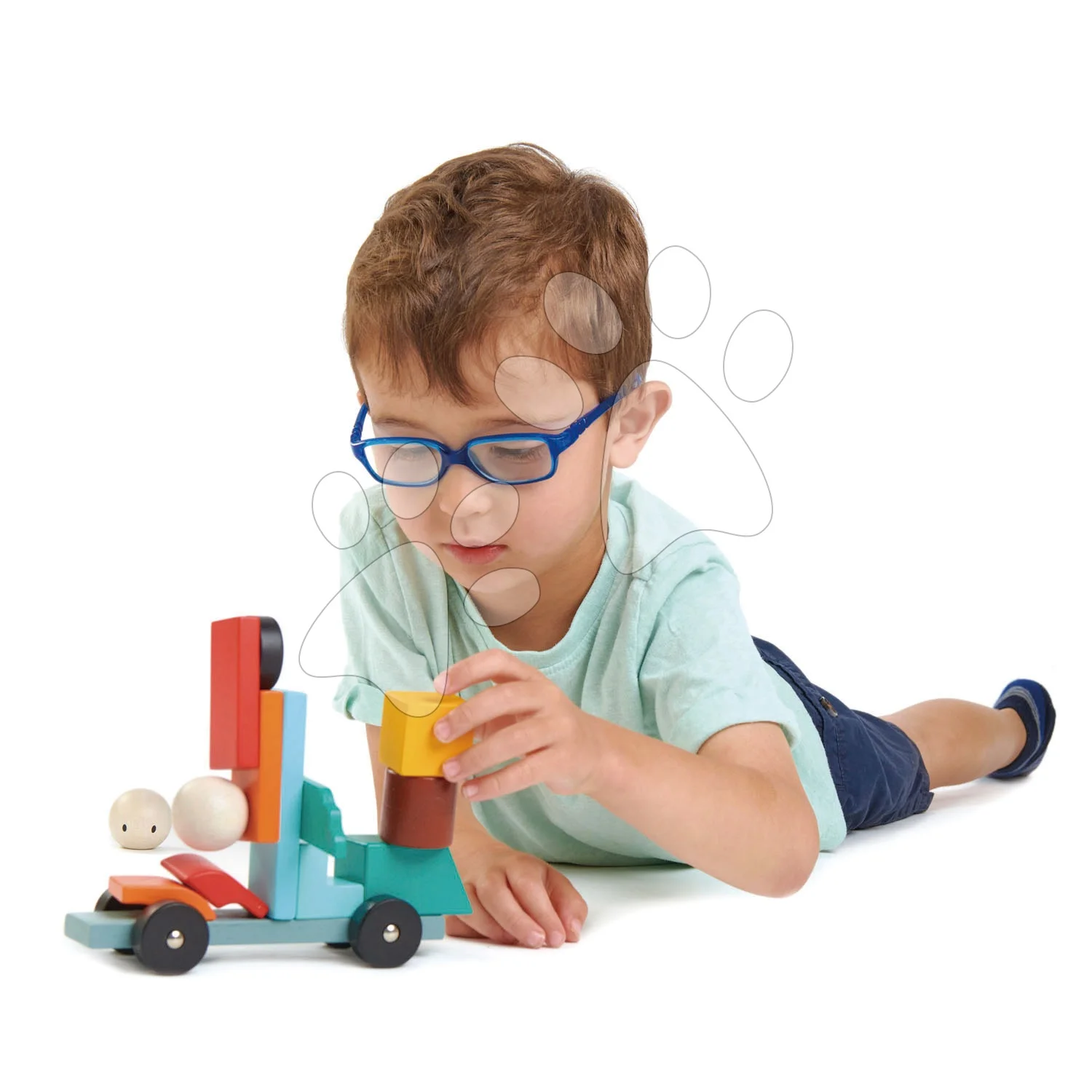 Dřevěná magnetická stavebnice Racing Magblocs Tender Leaf Toys 14 auto-kostek v sáčku - Obrázek 3