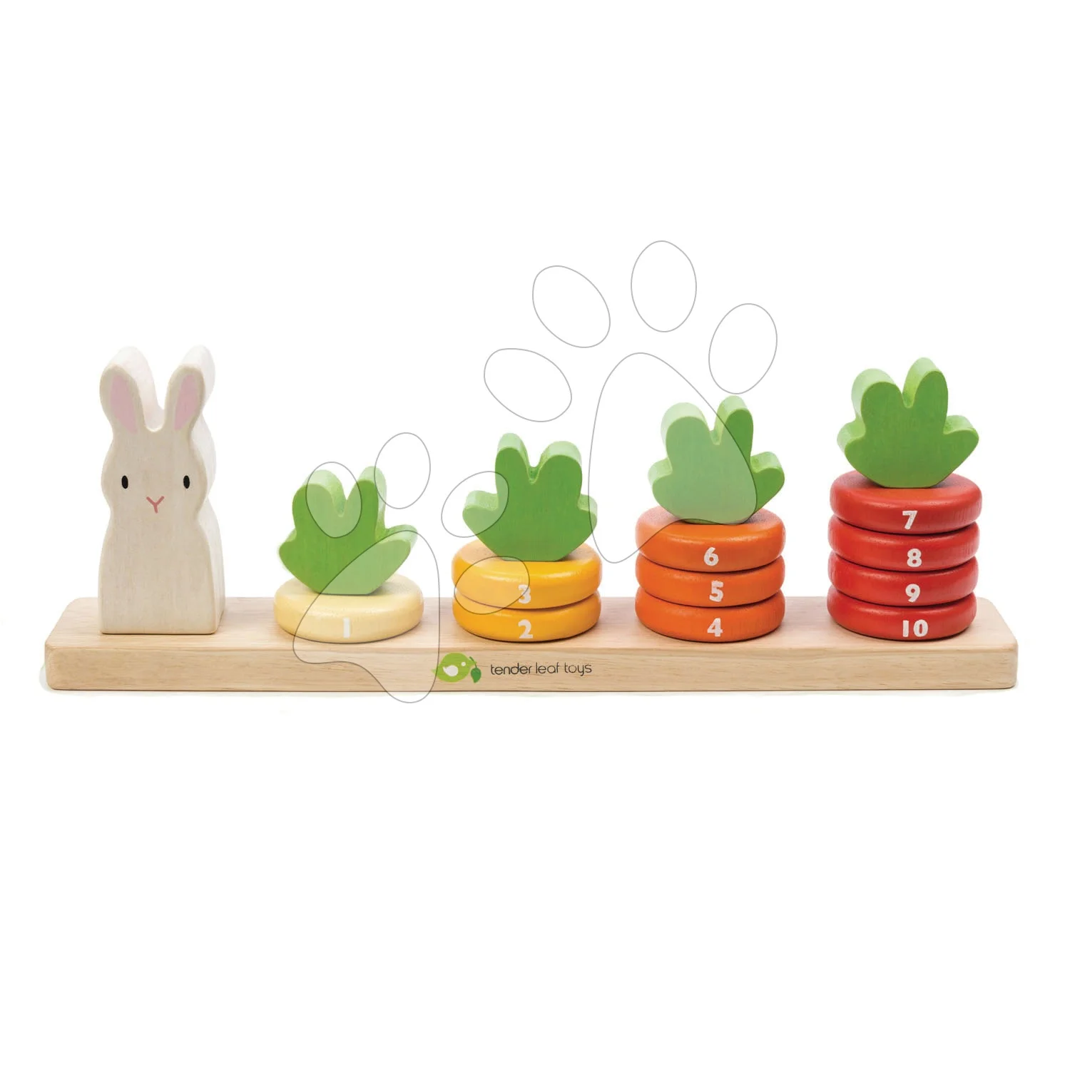 Dřevěná rostoucí mrkev Counting Carrots Tender Leaf Toys s očíslovanými kroužky a zajíčkem od 18 měsíců - Obrázek 2