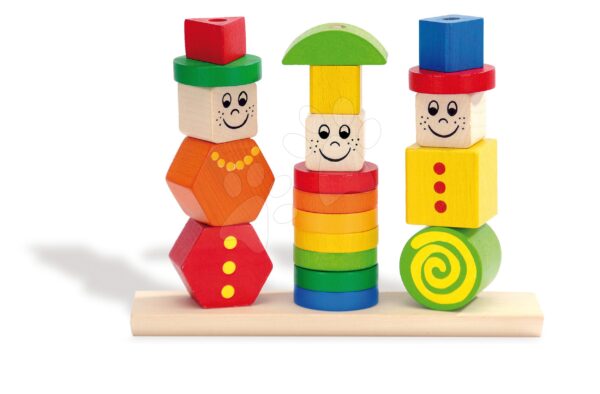 Dřevěná skládačka figurky Stacking Puzzle Figures Eichhorn barevné a vzorované tvary 21 dílů od 12 měsíců