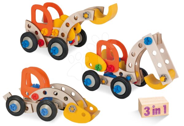 Dřevěná stavebnice bagr Constructor Excavator Eichhorn tři modely (bagr