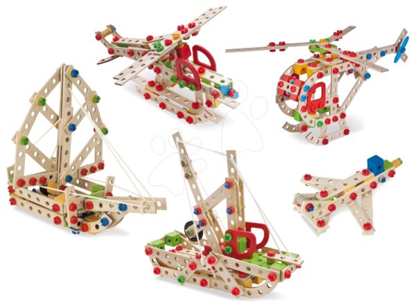 Dřevěná stavebnice helikoptéra Constructor Helicopter Eichhorn 5 modelů (helikoptéra