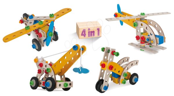 Dřevěná stavebnice jeřáb Constructor Mobile Crane Eichhorn čtyři modely (jeřáb