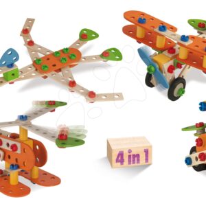 Dřevěná stavebnice letadlo dvojplošník Constructor Biplane Eichhorn čtyři modely (dinosaur