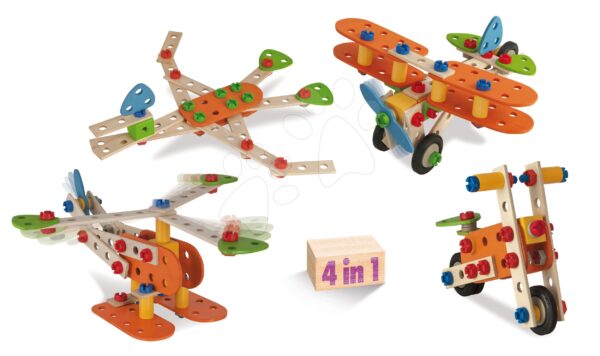 Dřevěná stavebnice letadlo dvojplošník Constructor Biplane Eichhorn čtyři modely (dinosaur