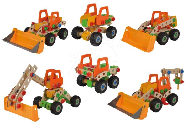 Dřevěná stavebnice nakladač Constructor Wheel Loader Eichhorn šest modelů (nakladač