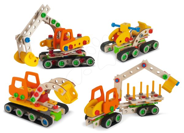 Dřevěná stavebnice pásový jeřáb Constructor Crawler Excavator Eichhorn 4 modely (jeřáb