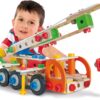 Dřevěná stavebnice pracovní stroje Constructor Tool Box Eichhorn autojeřáb džíp nákladní auto a služební auto 170 dílů od 6 let - Image 2