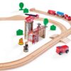 Dřevěná vláčkodráha s hasičskou stanicí Train Set Firestation Eichhorn s vlakem 33 dílů 235 cm délka kolejí - Image 2