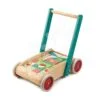 Dřevěné chodítko s kostkami Baby Block Walker Tender Leaf Toys vozík s malovanými obrázky 29 kostek od 18 měsíců - Image 2