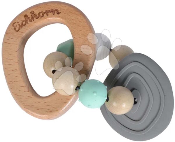 Dřevěné chrastítko Baby Pure Grasping Toy Eichhorn se silikonovým kroužkem od 3 měsíců