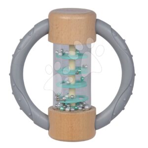 Dřevěné chrastítko Baby Pure Rattle Ring Eichhorn s držadlem a válcem s kuličkami od 0 měsíců