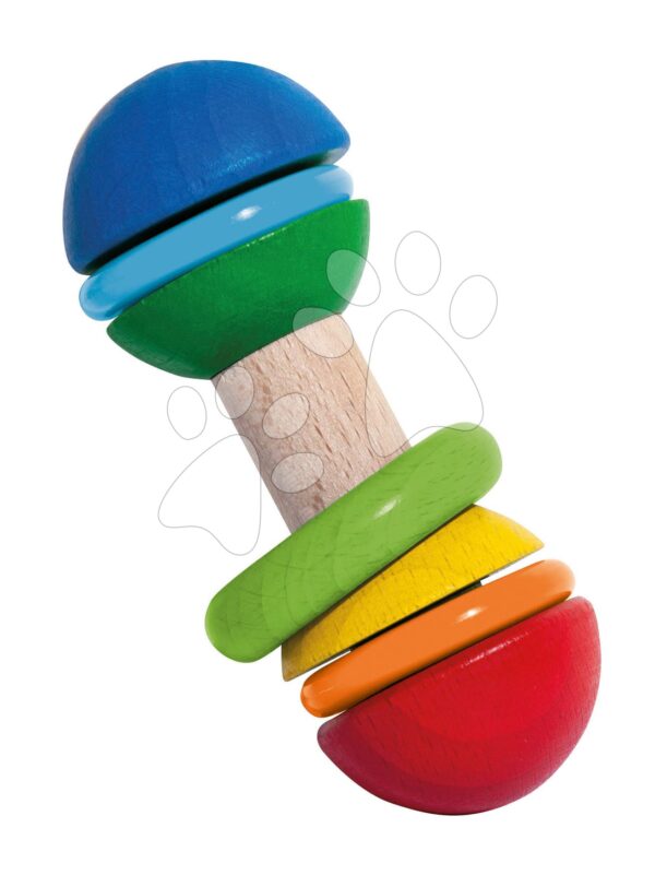 Dřevěné chrastítko Bar Grasping Toy Eichhorn s barevnými kroužky od 3 měsíců