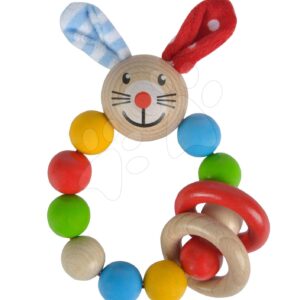 Dřevěné chrastítko Rabbit Baby Eichhorn zajíček s kuličkami od 3 měsíců