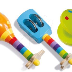 Dřevěné hudební nástroje Music Set with Maracas Eichhorn kastaněty chrastítko maracas od 12 měsíců