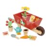 Dřevěné kolečko se zahradním nářadím Garden Wheelbarrow Tender Leaf Toys 13dílná souprava květináče s konví a rostlinami - Image 2